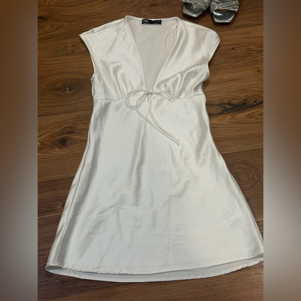 Zara white Satin Slip dress